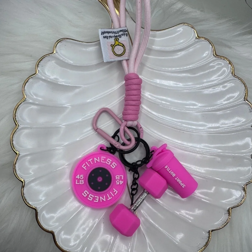 Pinkness Fitness Keychain Set w/ Wristlet bracelet